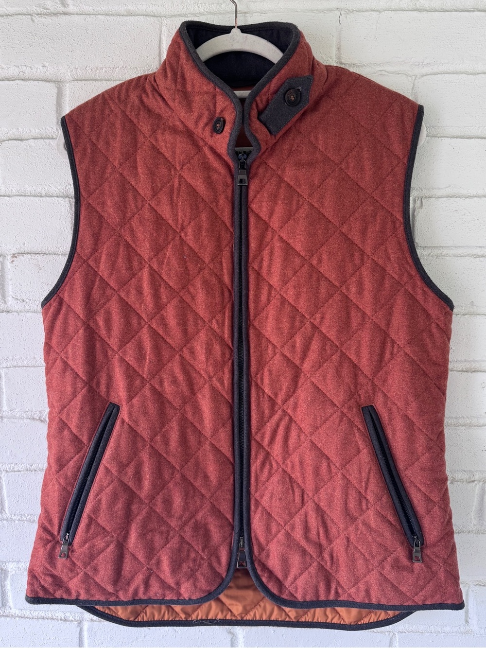 NEW Waterville Italian Wool Diamond-Quilted THEO Zip Vest - Mens Sz 50 IT - Rust